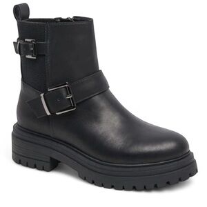 Blondo Waterproof Ginny Black Leather Platform Moto Ankle Boots Size 7